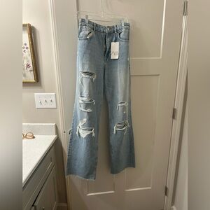 Zara Blue Flare Wide Leg Jeans NWT